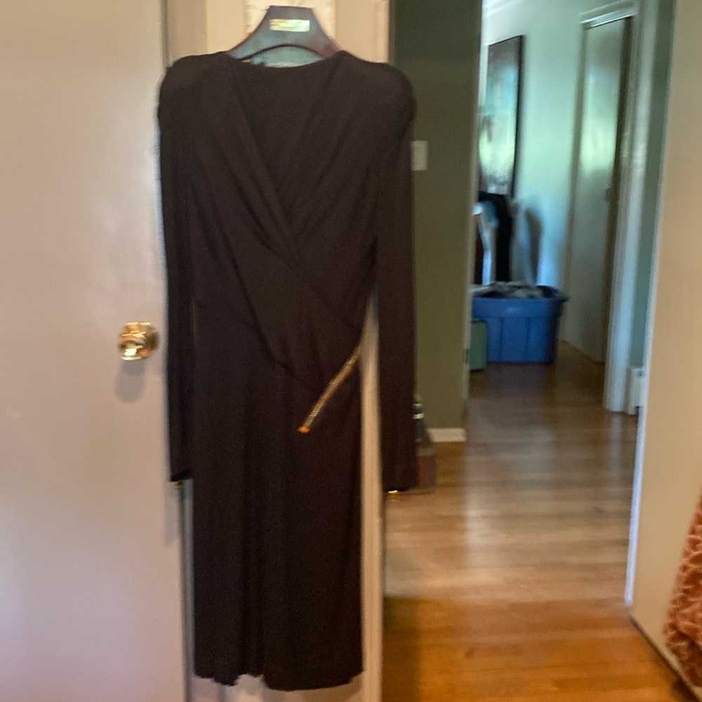 Tom Ford blacker wool dress with gold zipper detail. Size 42 made it Italy.